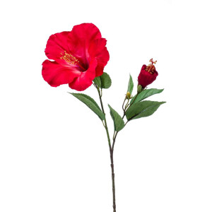 Emerald - Kunstbloem Hibiscus 65cm rood - Kunstplant voor binnen