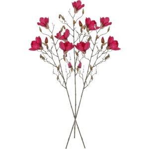 Mica Decorations Kunstbloemen Magnolia takken - 3x - 88 cm - roze - Kunst zijde - Boeket - stelen - siertakken