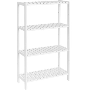 SONGMICS Bamboe Opbergrek - hoogte 100 cm - 4-laags rek, Multifunctioneel, voor hal, badkamer, woonkamer, balkon, keuken, 26 x 60 x 100 cm, Wit