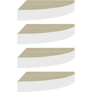 vidaXL - Hoekwandschappen - 4 - st - 35x35x3,8 - cm - MDF - eikenkleurig - en - wit