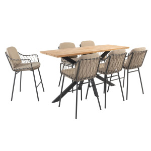 Taste by 4 Seasons Barset Prado Prego 7-delig Teak 200 x 70 cm