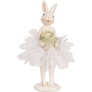 Clayre & Eef Decoratie Beeld Konijn 17 cm Wit Kunststof