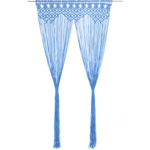 vidaXL - Gordijn - macramé - 140x240 - cm - katoen - blauw