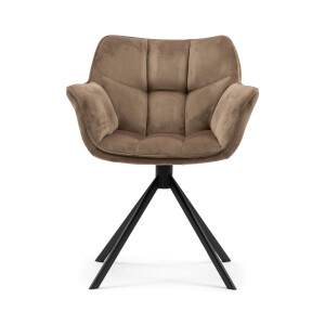 Rivièra Maison Draaibare Eetkamerstoel 'Carnaby' Velvet III, kleur Goud Mink
