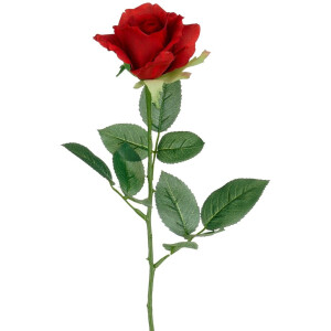 Mica Decorations Kunstbloem Roos Rubina - H62 cm - rood - kunststof - stelen kunstbloemen - boeket - rozen bloemetjes