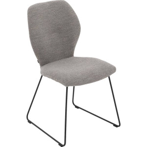 Goossens Eetkamerstoel Hera - Zonder Armleuning - Stof - Grijs - Sledepoot