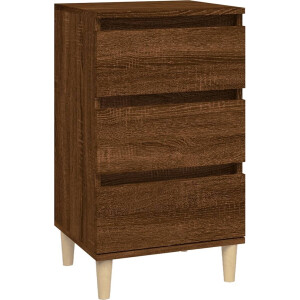 vidaXL - Nachtkastje - 40x35x70 - cm - bewerkt - hout - bruin - eikenkleur