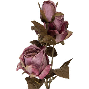 Clayre & Eef Kunstbloem Roos- Zijden 70 cm Paars Kunststof Kunstbloemen