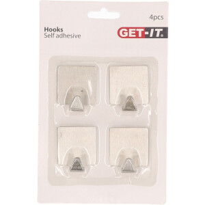 Excellent Houseware ophang haakjes - zelfklevend - 4x stuks - keuken - badkamer - rvs - D3.5 cm
