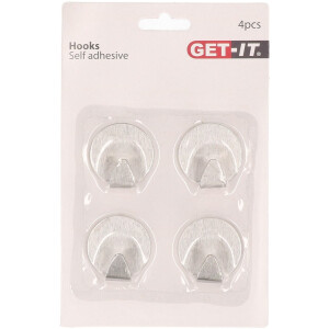 Excellent Houseware ophang haakjes - zelfklevend - 4x stuks - keuken - badkamer - rvs - D3.5 cm
