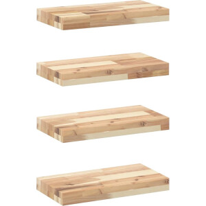 vidaXL - Wandschappen - 4 - st - zwevend - 40x20x4 - cm - onbehandeld - acaciahout