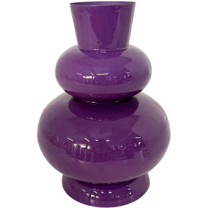 by Mooss - Enamel - Vaas - Paars - Purple - Small - 35 cm - Ø 25 cm - Hoogglans - Metaal - Groot - Chique - Trendy - Hip - Eyecatcher - Decoratief - Emaille