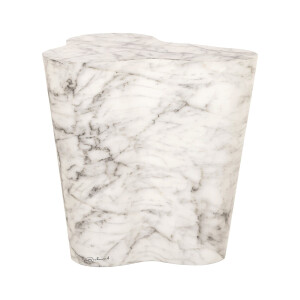 Richmond Organische Bijzettafel 'Rockyard' Faux Marmer en travertin, 46 x 38cm