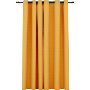 vidaXL - Gordijn - linnen-look - verduisterend - met - ogen - 290x245 - cm - geel