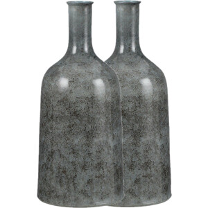 Mica Decorations - Fles bloemenvaas - 2x - Terracotta - blauw shadow - D26 en H50 cm