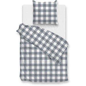 Zohome Dekbedovertrek Quattro-di-Lino - Bedlinnen met Ruiten - 140x220 - Blauw - Dekbedhoes van 100% Katoen