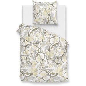 Zohome Amaury Dekbedovertrek - Naturel - Eenpersoons - Dekbedhoes van 100% Katoen-Flanel - Abstract - 140x220 + 1 sloop 60/70 cm - AW25