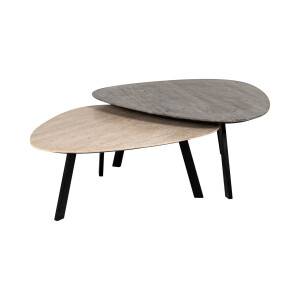 Richmond Organische Salontafel 'Spencer' Travertin, Set van 2 stuks
