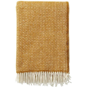 Klippan - Chevron  - Wollen plaid - Caramel - caramel geel - 130x200cm - Ecologische wol -