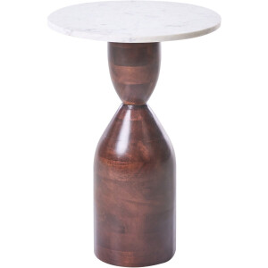 WALLULA - Bijzettafel - Bruin - Mangohout/Marmer