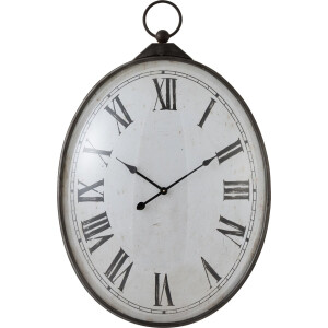 J-Line klok Ovaal Romeinse Cijfers - metaal - zwart - Ø 17 cm
