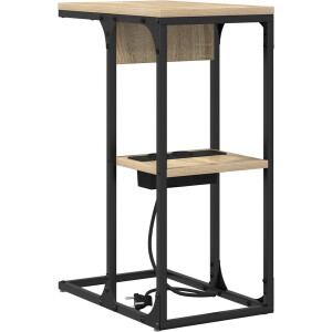 vidaXL - Nachtkastje - Sonoma - Eik - 41,5 - x - 26 - x - 60,5 - cm - Bewerkt - hout