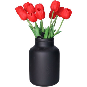 Countryfield Kunstbloemen boeket Tulp Tulipa - 12x - 44 cm - rood - Real Touch - kunst zijdebloemen