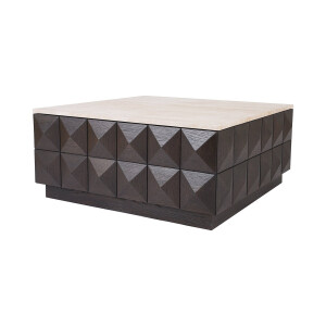 Richmond Salontafel 'Claremont' Eiken en travertin, 90 x 90cm