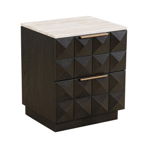 Richmond Nachtkastje 'Claremont' Eiken en travertin, 62 x 53cm