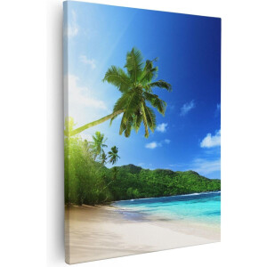Artaza Canvas Schilderij Strand Tijdens Zonsondergang In Seychellen - 40x50 - Foto Op Canvas - Canvas Print
