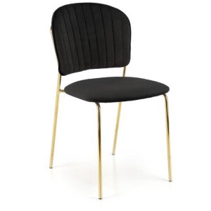 Luxury4Home W158 Serie - Gestoffeerde Eetkamerstoel - Zwart - Gouden Poten