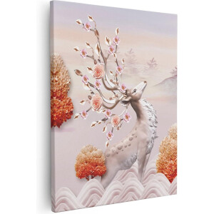Artaza Canvas Schilderij 3D Illustratie Hert - Abstract - 40x50 - Foto Op Canvas - Canvas Print