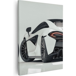 Artaza Canvas Schilderij Witte Sportwagen Auto  - 40x50 - Foto Op Canvas - Canvas Print