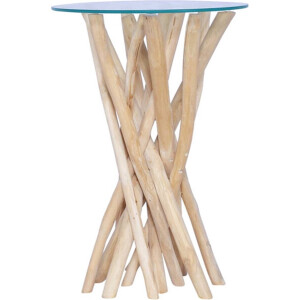 vidaXL - Salontafel - met - glazen - blad - 35x50 - cm - massief - teakhout