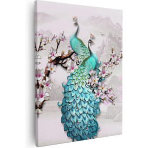 Artaza Canvas Schilderij Twee Blauwe Pauwen - Abstract - 40x50 - Foto Op Canvas - Canvas Print