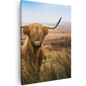 Artaza Canvas Schilderij Schotse Hooglander Koe In Het Veld - 40x50 - Foto Op Canvas - Canvas Print
