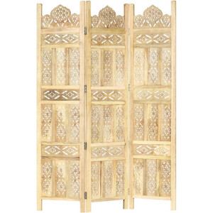 vidaXL - Kamerscherm - 3 - panelen - handgesneden - 120x165 - cm - massief - mangohout