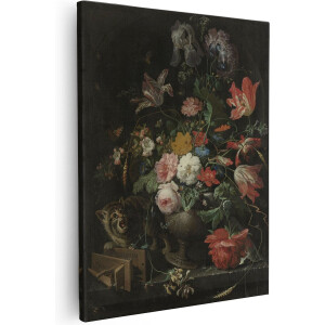 Artaza Canvas Schilderij De Omvergeworpen Ruiker - Abraham Mignon - 80x100 - Groot - Kunst - Wanddecoratie Woonkamer