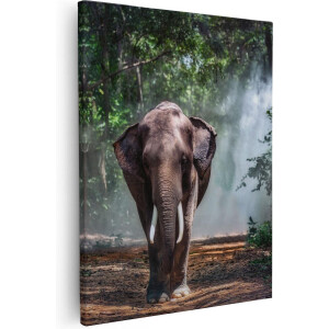 Artaza Canvas Schilderij Olifant In Het Bos - 40x50 - Foto Op Canvas - Canvas Print