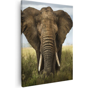 Artaza Canvas Schilderij Olifant In Het Wild - Kleur - 80x100 - Groot - Foto Op Canvas - Canvas Print