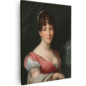 Artaza Canvas Schilderij Portret van Hortense de Beauharnais, Koningin van Holland - Anne-Louis Girodet-Trioson - 40x50 - Poster Foto op Canvas - Canvas Print