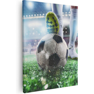 Artaza Canvas Schilderij Voetbalspeler Met De Bal In Het Stadion - 40x50 - Foto Op Canvas - Canvas Print