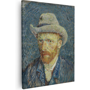 Artaza Canvas Schilderij Zelfportret met Grijze Vilthoed van Vincent van Gogh - 40x50 - Poster Foto op Canvas - Canvas Print