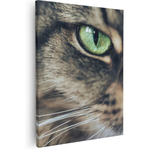 Artaza - Canvas Schilderij - Kat Met Groene Ogen Van Dichtbij - 40x50 - Foto Op Canvas - Canvas Print