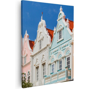 Artaza - Canvas Schilderij - Aruba Kleurrijke Huisjes - Nederlandse Antillen - 40x50 - Foto Op Canvas - Canvas Print