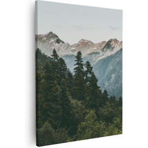 Artaza Canvas Schilderij Bos Met Bomen In De Bergen - 40x50 - Foto Op Canvas - Canvas Print