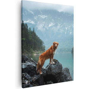 Artaza Canvas Schilderij Hond - 80x100 cm - Groot - Wanddecoratie Bergen - Muurdecoratie Bos - Schilderijen Op Canvas Meer