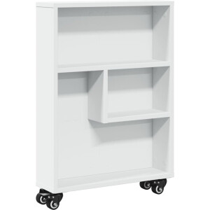 vidaXL - Opbergtrolley - smal - 48x13x68 - cm - bewerkt - hout - wit