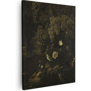 Artaza Canvas Schilderij Druiven, Bloemen en Dieren - Isac Vromans - 80x100 - Groot - Kunst - Wanddecoratie Woonkamer