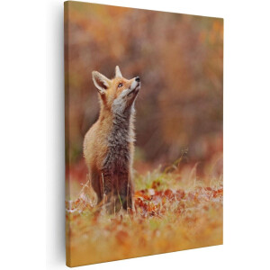 Artaza Canvas Schilderij Vos - 80x100 cm - Groot - Wanddecoratie Herfst - Muurdecoratie Dieren - Schilderij Bos